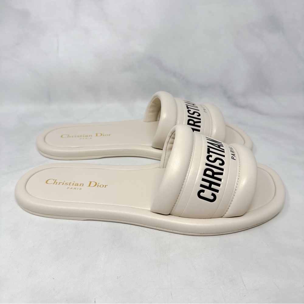 Christian Dior Every-D Logo Lambskin Leather Flat Slide Mule Sandal Shoes 39.5 - Picture 3 of 12